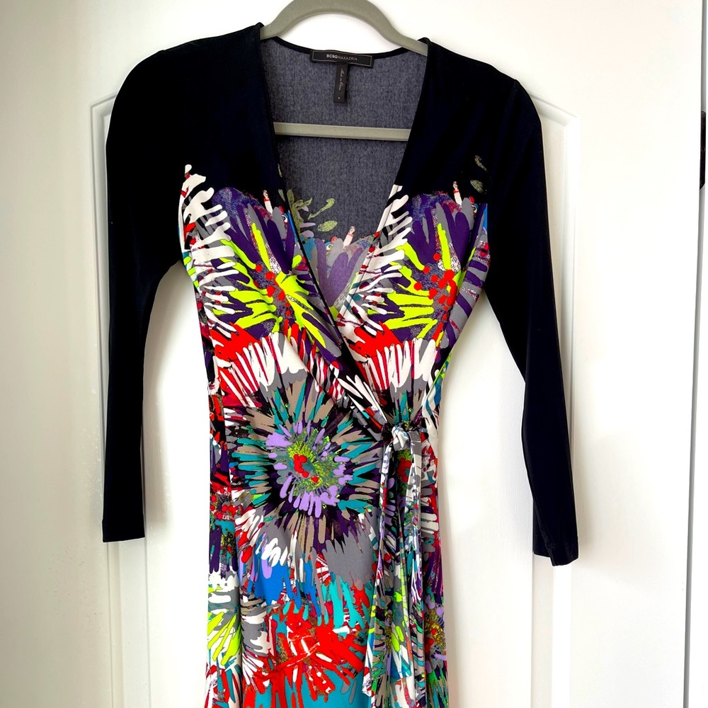 BCBG neon wrap dress